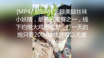 [MP4/ 889M] 长腿美腿丝袜小妖精，最美的蜜臀之一，线下约炮大鸡吧狼友，打一天的炮只要2000块钱还可以无套内射