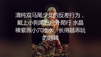 清纯双马尾少女的反差行为，戴上小狗尾巴户外爬行 水晶棒紫薇小穴喷水，长得越乖玩的越嗨