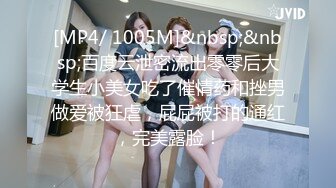 [MP4/ 1005M]&nbsp;&nbsp;百度云泄密流出零零后大学生小美女吃了催情药和挫男做爱被狂虐，屁屁被打的通红，完美露脸！