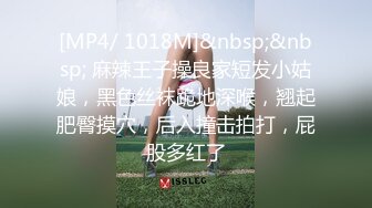 [MP4/ 1018M]&nbsp;&nbsp; 麻辣王子操良家短发小姑娘，黑色丝袜跪地深喉，翘起肥臀摸穴，后入撞击拍打，屁股多红了